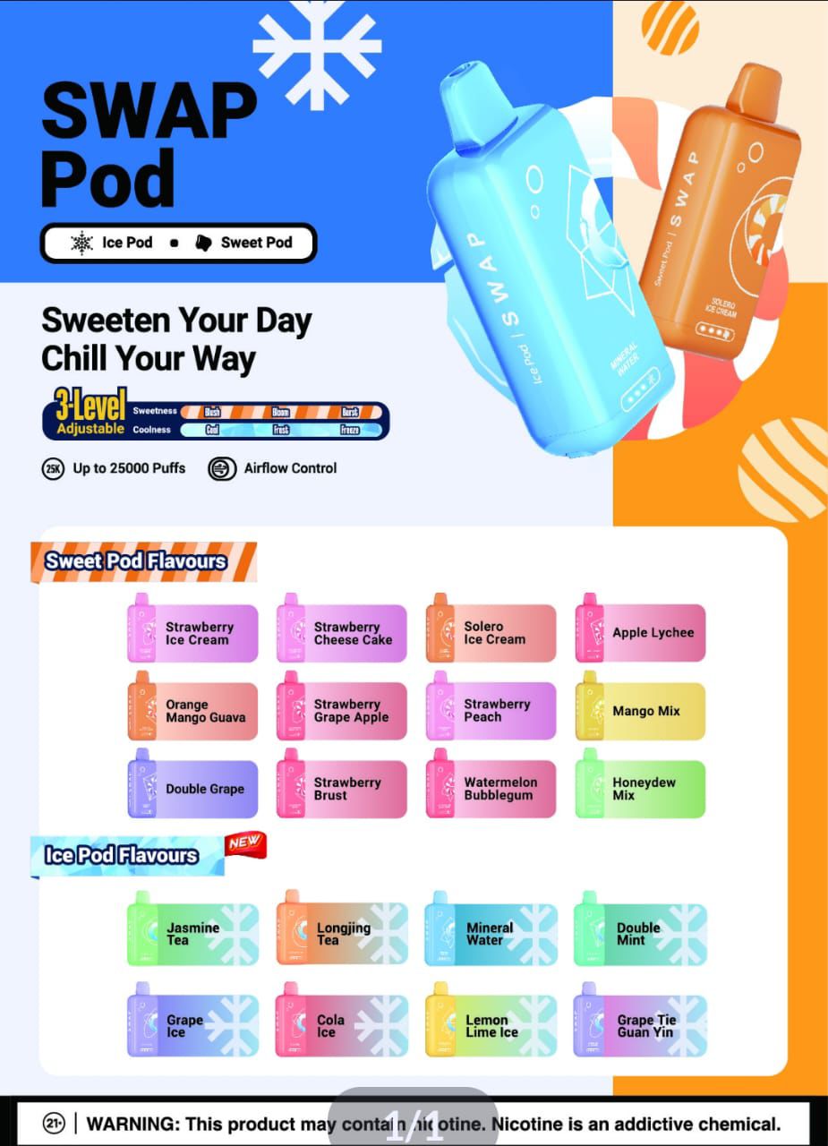 Elf Bar Join One - Swap Prefilled Cartridges - (25K) 5% - LED Screen - Rechargeable Pod