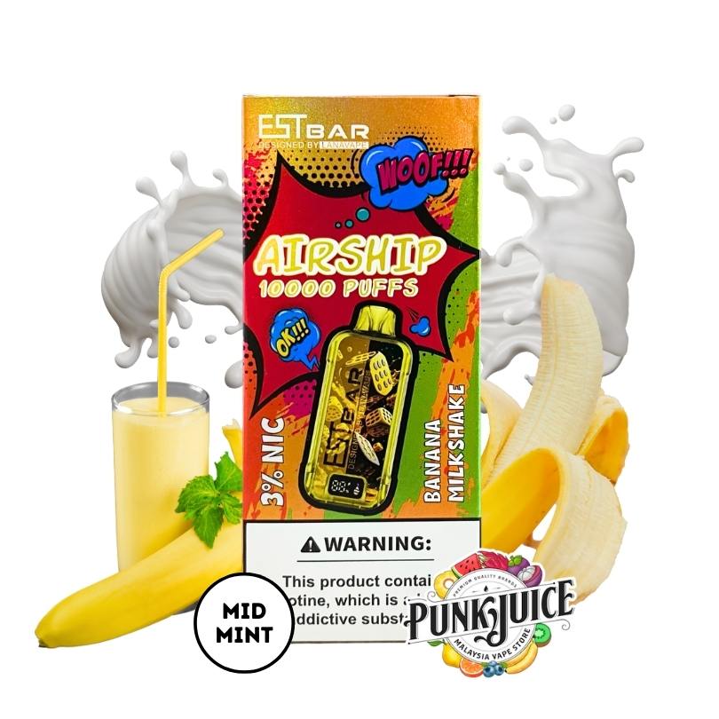 EST Bar Airship by LANAVAPE (10K) 3% - LED Screen - Disposable Pod - Banana Milkshake