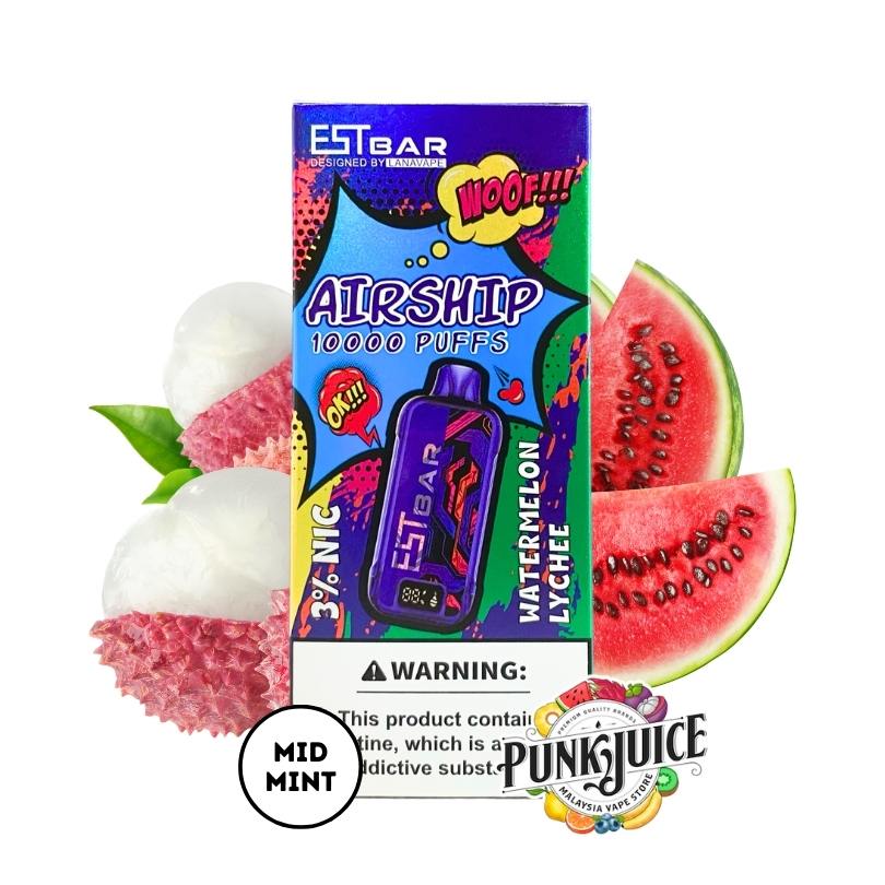 EST Bar Airship by LANAVAPE (10K) 3% - LED Screen - Disposable Pod - Watermelon Lychee