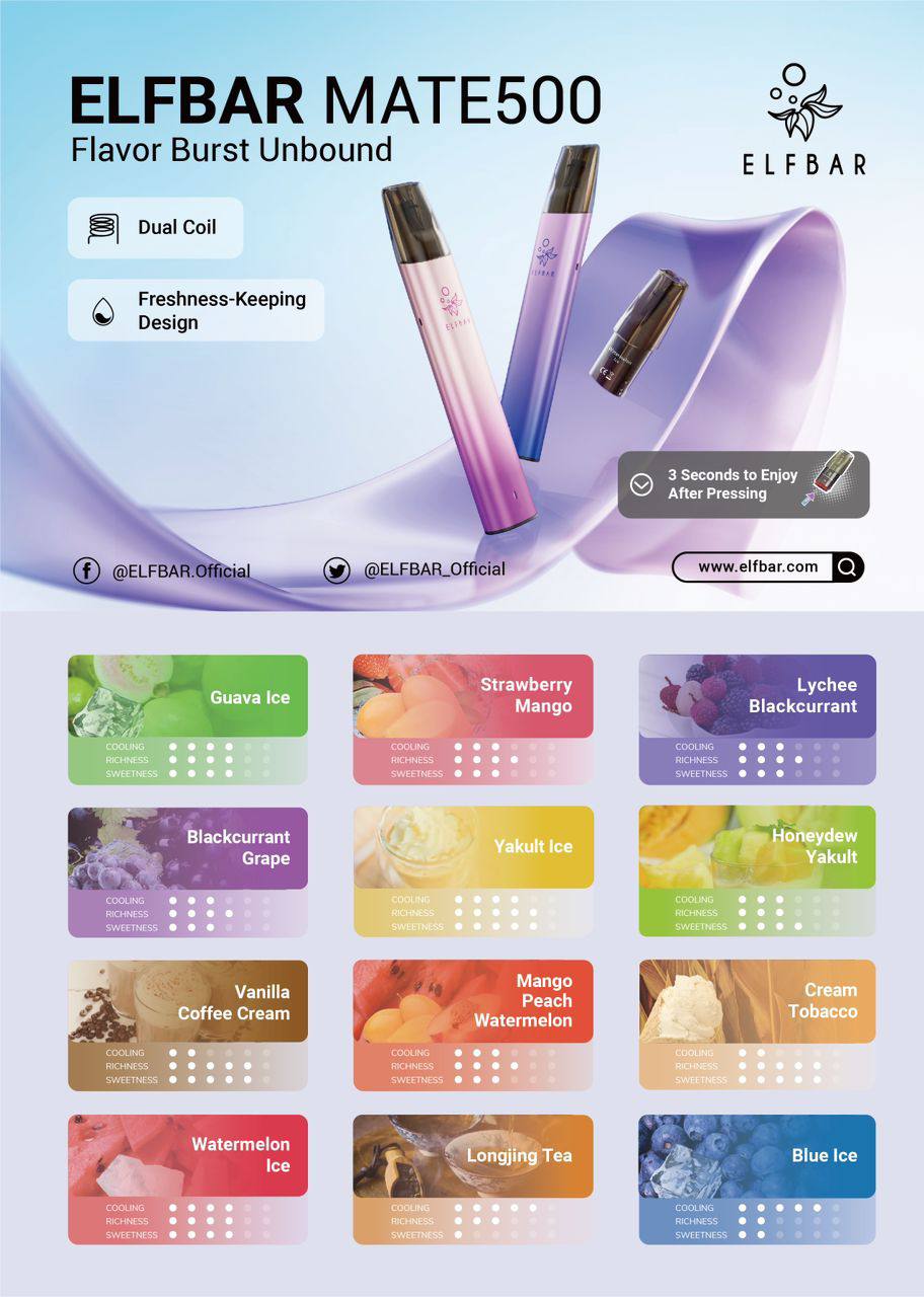 ELF BAR Mate 500 - P1 Prefilled Pod (3 pcs per box)