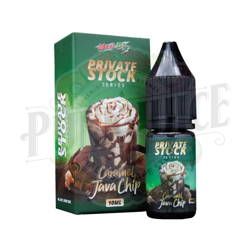 Private Stock Salt - Caramel Java Chip 10ml box and bottle